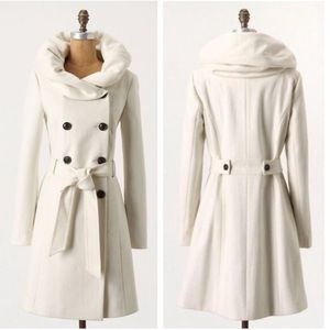 Anthropologie Elevenses White Runway Lapel Coat